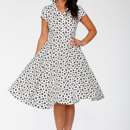 20552 Cat Paw Swing Dress in White