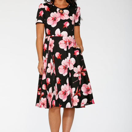 20561 Black Orchid Bloom Swing Dress