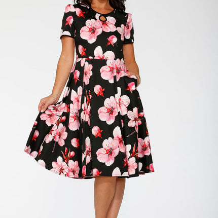 20561 Black Orchid Bloom Swing Dress