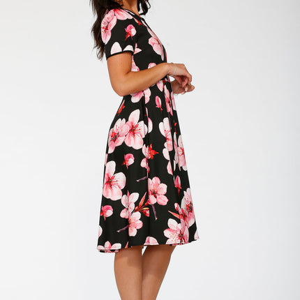 20561 Black Orchid Bloom Swing Dress