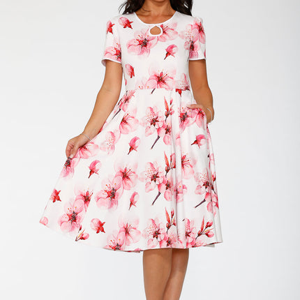 20562 White Orchid Bloom Swing Dress
