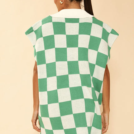 Check knit poncho