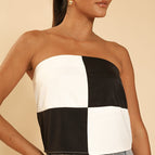 S / Black white check