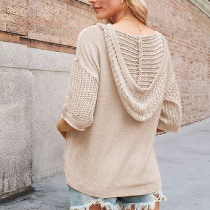 Miss Sparkling V-Neck Drawstring Pocket Knit Short Sleeve Top