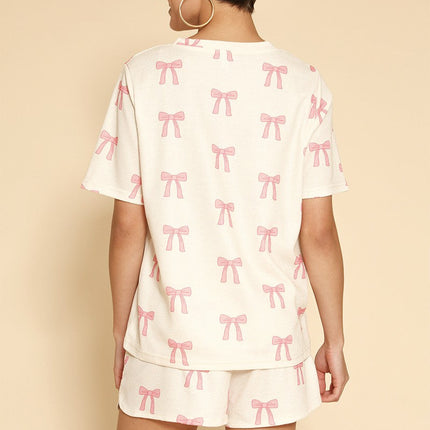 Novelty printed waffle shorts set