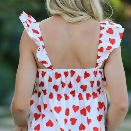 All over heart bow v-neck top