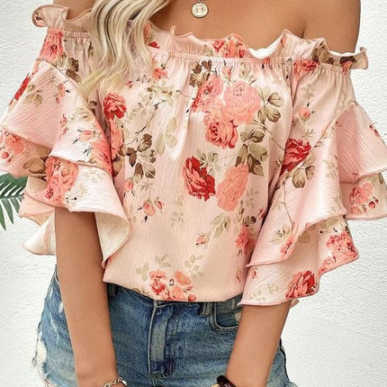 Miss Sparkling Floral off shoulder blouse