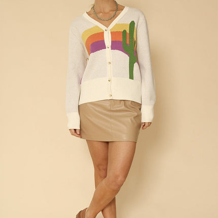 Cactus rainbow knit cardigan