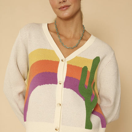 Cactus rainbow knit cardigan