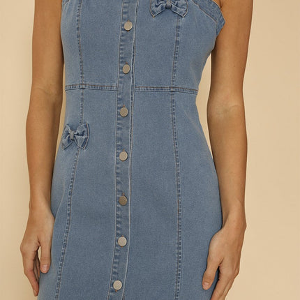 Denim dress with bow detailing
