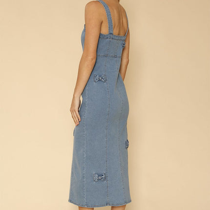 Denim dress with bow detailing