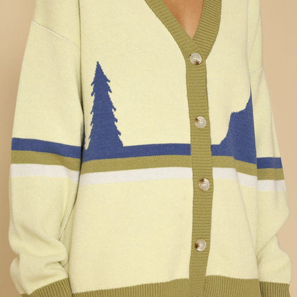 Retro mountain stripe knit cardigan