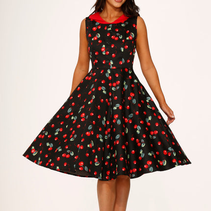 21261 Black Red Cherry Swing Dress