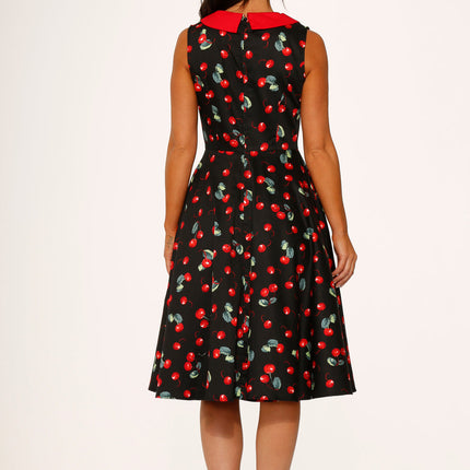 21261 Black Red Cherry Swing Dress