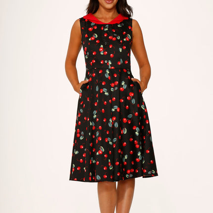 21261 Black Red Cherry Swing Dress