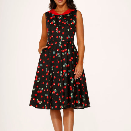 21261 Black Red Cherry Swing Dress