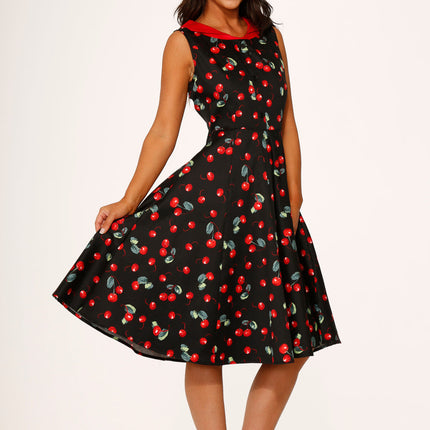 21261 Black Red Cherry Swing Dress