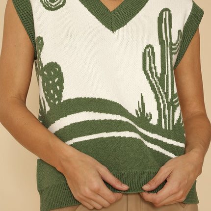 Desert landscape cactus sweater vest