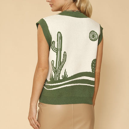 Desert landscape cactus sweater vest