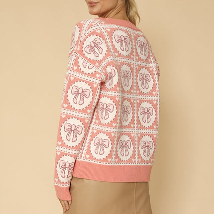 Bow tiled knit cardigan