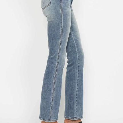Judy Blue Full Size Tummy Control Back Embroidered Pocket Bootcut Women Jeans Plus Size