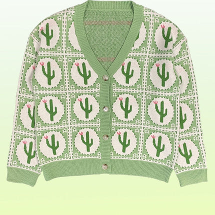 Plus size Cactus tiled knit cardigan