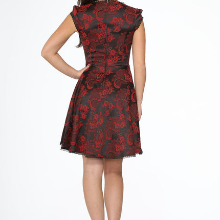 21441 Red Brocade Gothic Swing Dress