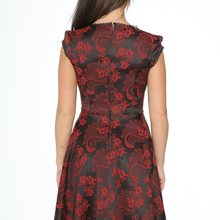 21441 Red Brocade Gothic Swing Dress