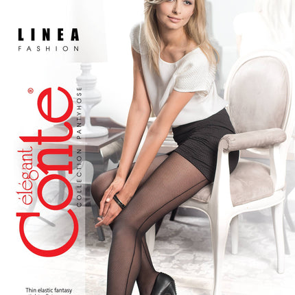 Conte Linea 20 Den - Fantasy Thin Women's Tights with a pattern "imitation of the grid with a seam" (14С-47СП)