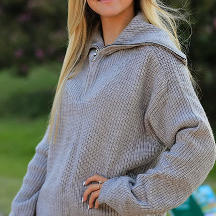 Ribbed half zip sweater