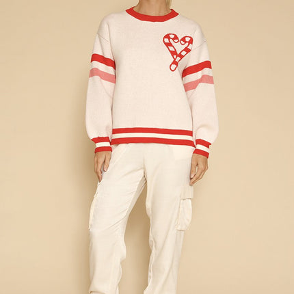 Candy cane knit sweater