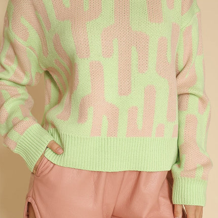 Cropped cactus knit sweater