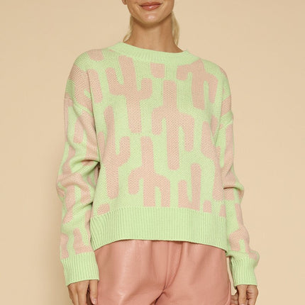 Cropped cactus knit sweater