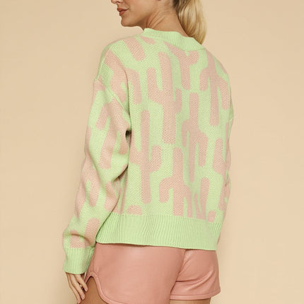 Cropped cactus knit sweater