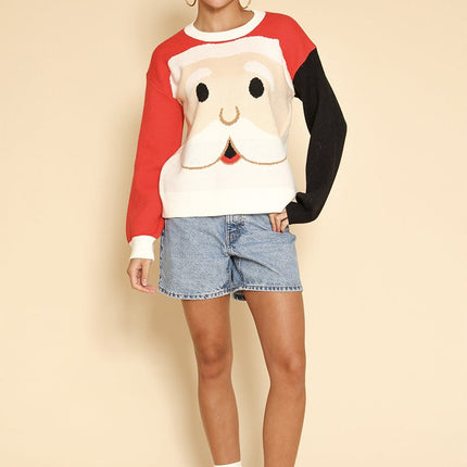 Santa face knit holiday sweater