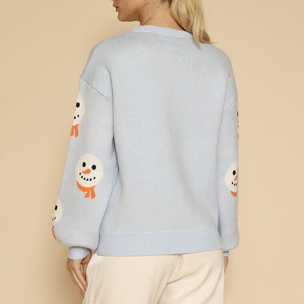 All over snowman holiday knit sweater