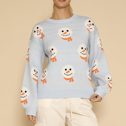 All over snowman holiday knit sweater