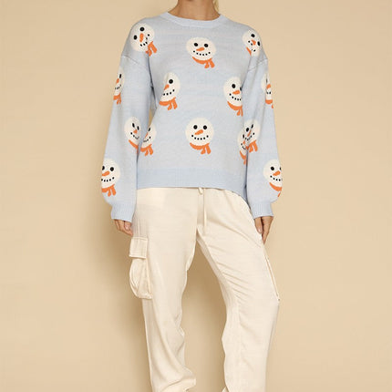 All over snowman holiday knit sweater
