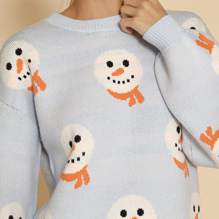 All over snowman holiday knit sweater