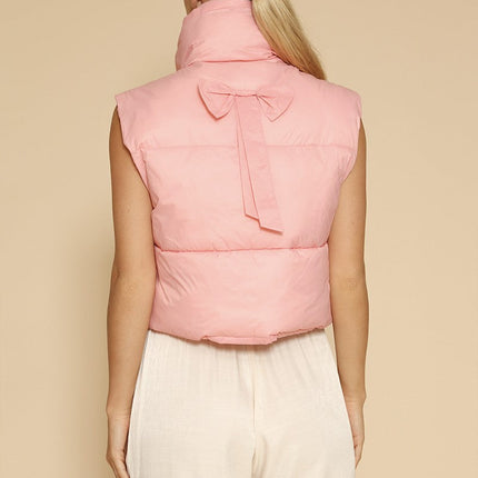 Bow cropped puffer vest