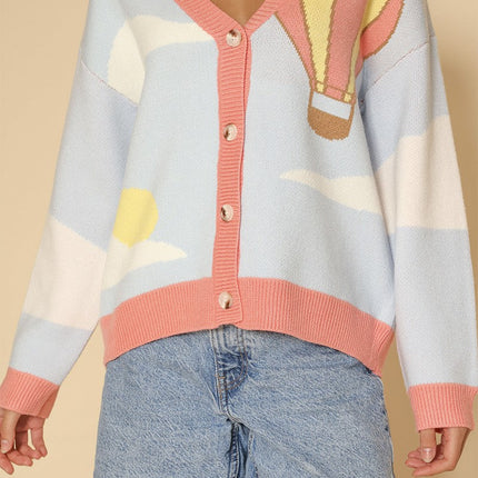 Hot air balloon knit cardigan