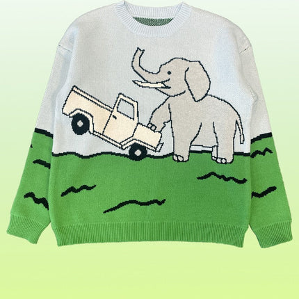 Elephant safari knit sweater