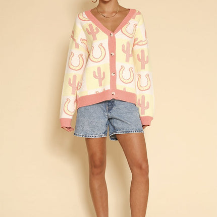 Tiled Cactus horseshoe knit cardigan
