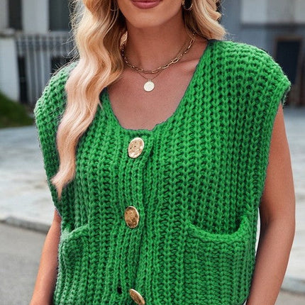 Sleeveless knit cardigan vest