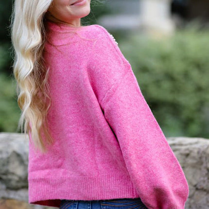 Pearl bow knit sweater