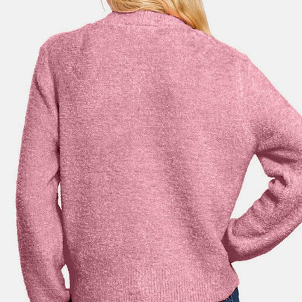 Zenana Button Down Long Sleeve Sweater Women Cardigan