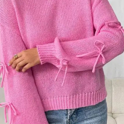 Bow sleeve knit sweater