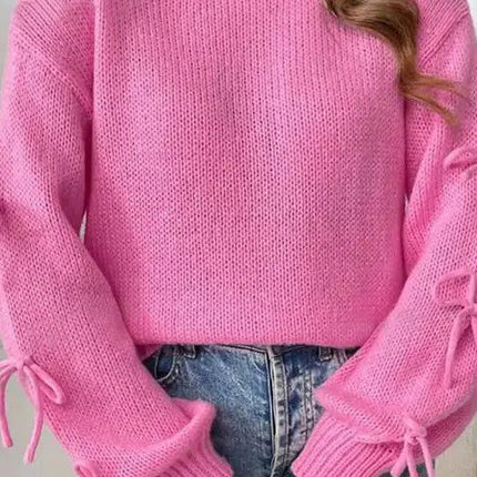 Bow sleeve knit sweater
