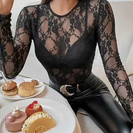 Floral Lace Mesh Long Sleeve