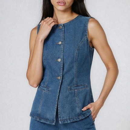 Miss Sparkling 2 piece set denim shorts and sleeveless top